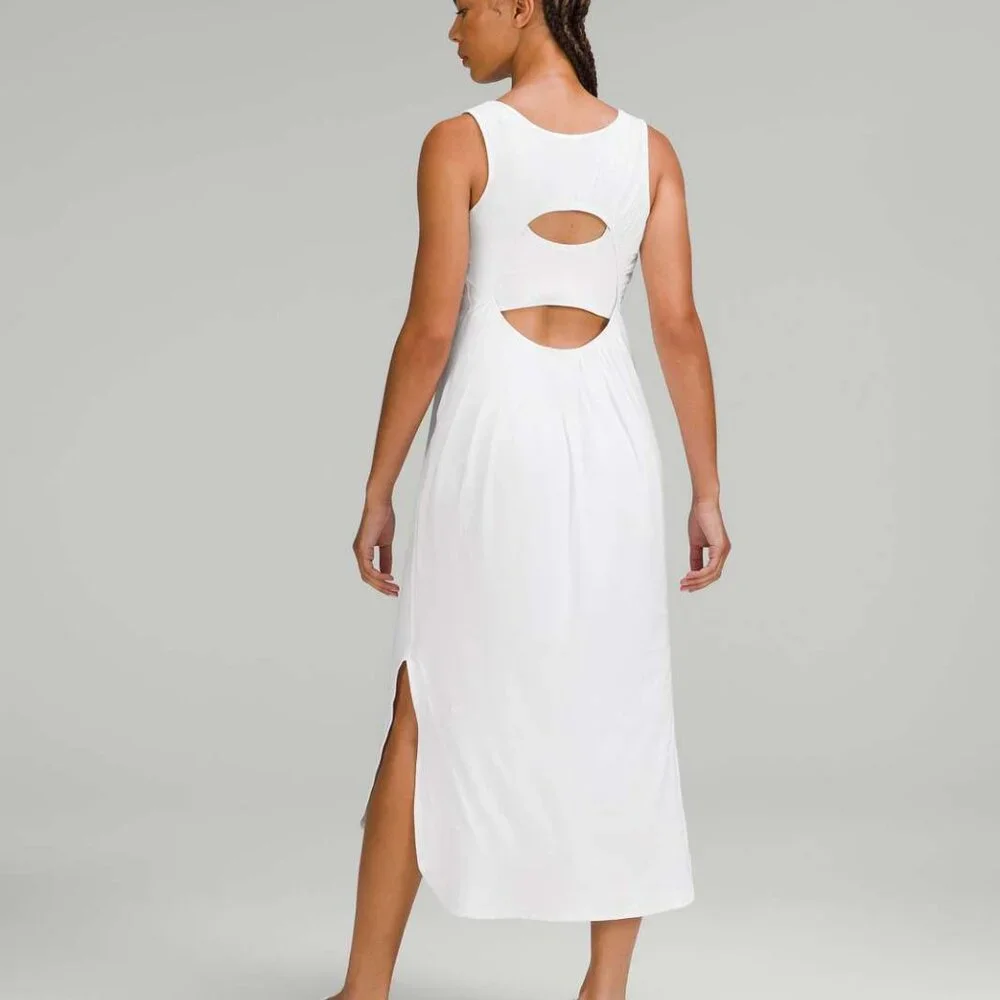 Lululemon Pima Cotton Open-Back Midi Dress in White